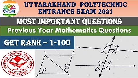 Uttrakhand Polytechnic Entrance Exam 2021 | Previous Year Mathematics Questions | JEEP 2021
