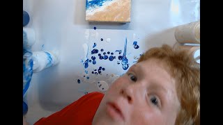 Grandson trying his hand at fluid art, he did a great job!/ Beach Scene/ Acrylic Pouring (85)