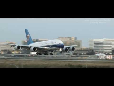 China Southern A380 landing at LAX
