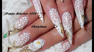 Snow Globe Nails Stiletto Gel Nails New Wintery Christmas Design 1.....