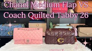 🧐🤔Chanel OR Coach?💘|Medium Classic Flap VS Quilted Tabby 26 Comparison #chanel #coach #whatsinmybag screenshot 5