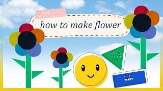 Geometrical Flower🌼 | Cute Flower making | Learn how to use Basic shapes to make Flower