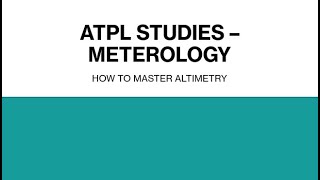 ALTIMETRY TUTORIAL - ATPL STUDIES