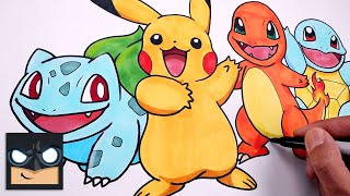 how to draw pokemon starters draw color