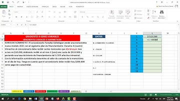 EJERCICIO 57. EN EXCEL. CALCULO DEL VALOR PRESENTE DE UN GRADIENTE LINEAL DECRECIENTE