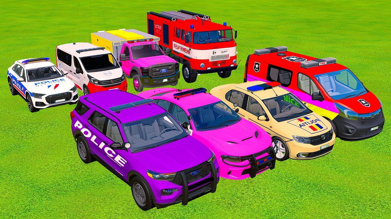 TRANSPORTING AND DRIVEN 5 POLICE CARS TO GARAGE VOL 75 - YouTube