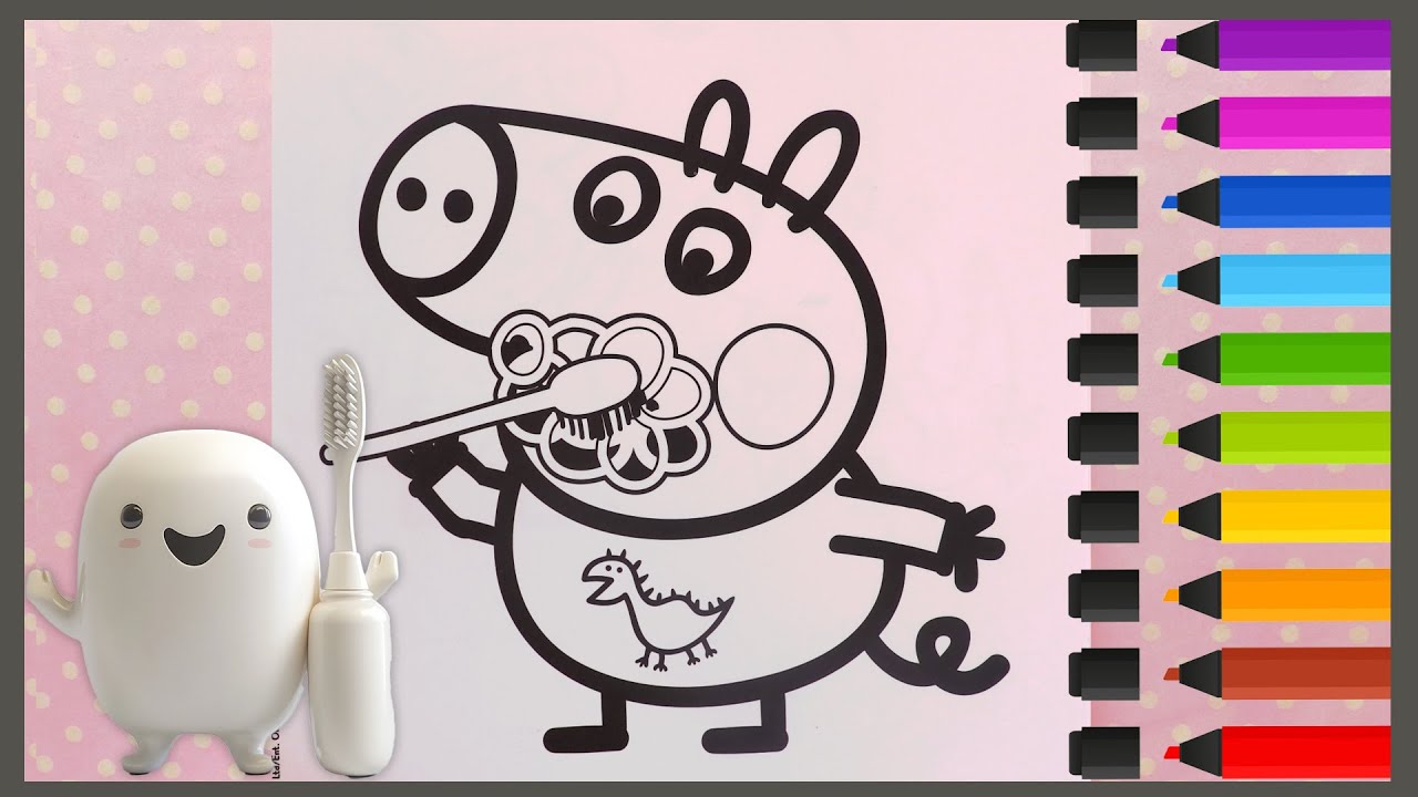 George se brosse les dents | Peppa Pig en Magicienne et Teddy Coloriage