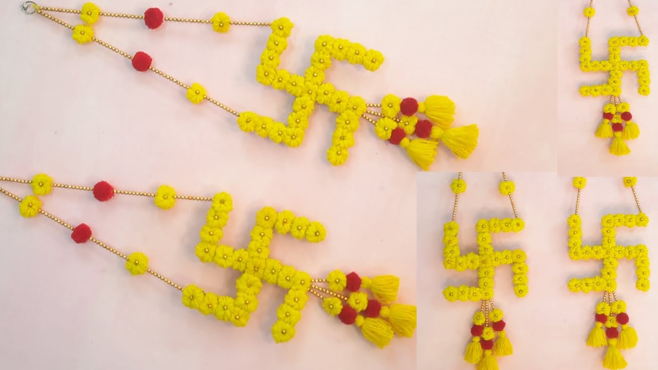 Woolen Swastik Side Door Toran/Festival Decoration Idea/Woolen Craft/Toran Design