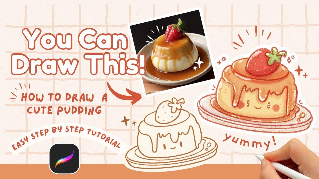 How to Draw a Cute Pudding in Procreate 🍮 | Easy Step-by-Step Tutorial ...