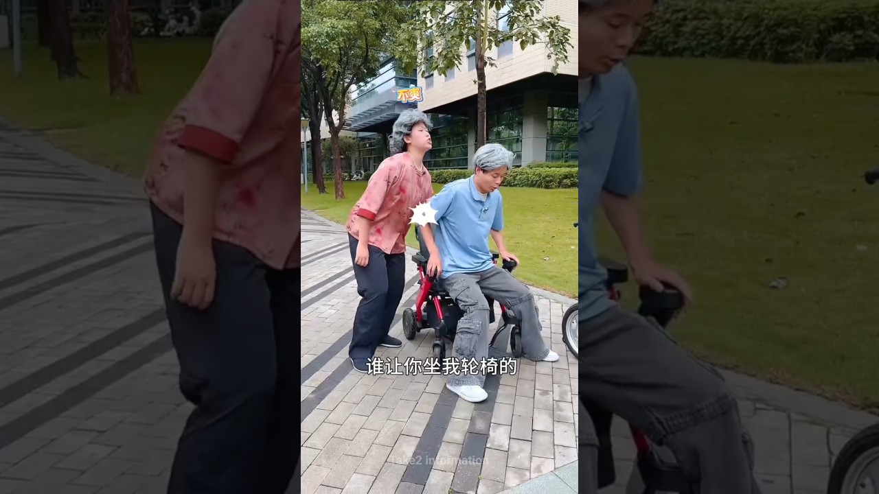 When Grandpa sat in Grandma's wheelchair, Grandma chased him away।#shorts