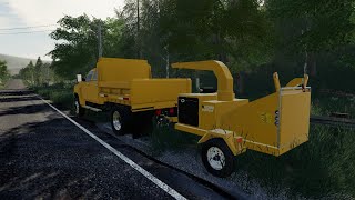 Farming Simulator 19 NYS DOT Using the Chipper to Clean up Fallen Tree