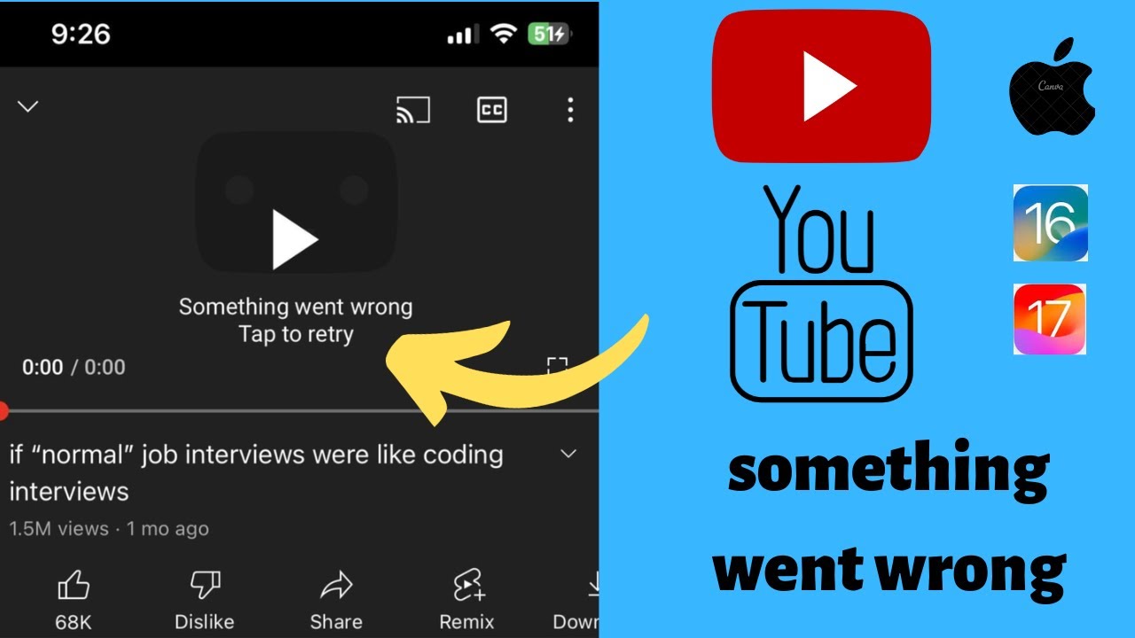 Something Went Wrong YouTube iPhone | Something Went Wrong Please Try Again YouTube iPhone/iPad