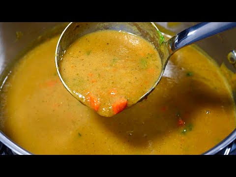 Vegetable red lentil soup, from the video