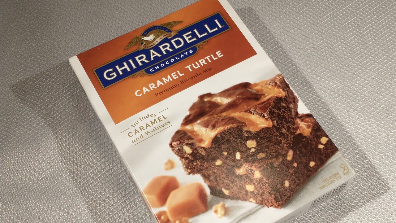 Making Ghirardelli Carmel Turtle Premium Brownie Mix and Walnuts YouTube