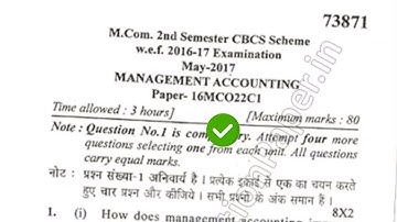 2017 Mdu MCom 2nd Sem Management Accounting Question Paper