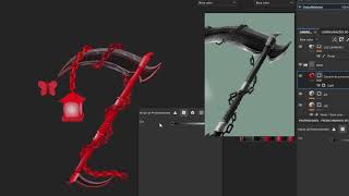 Time-lapse: Scythe and glowing lantern - 3D modeling and painting.