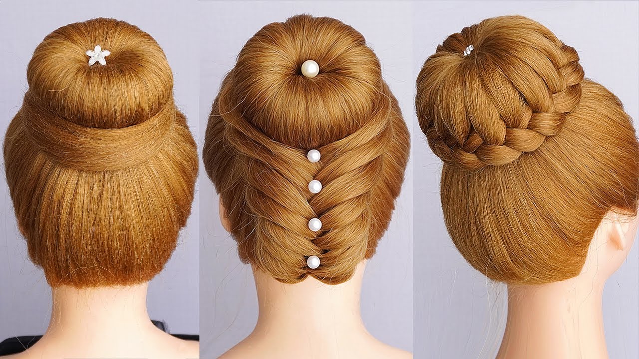 3-simple-bun-hairstyles-for-long-hair-for-wedding-very-easy-and