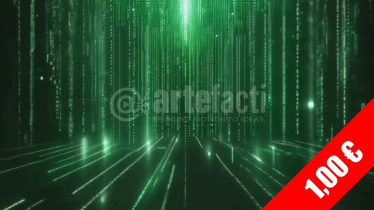 Futuristic Green Matrix Code Tunnel HD Stock Video