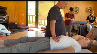 Abdominal massage and leg massage. Part 2 Brandon Raynor working on Dan in New Zealand