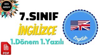 7.Sınıf İNGİLİZCE 1.Dönem 1.Yazılı Soruları ve Çözümü (%99 Çıkabilir  )