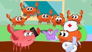 Five Little Crabs Jumping on the Bed - Sea Animals Nursery Rhymes for Kids