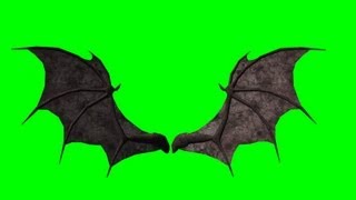 demon wings in motion - green screen animation - back view - free use