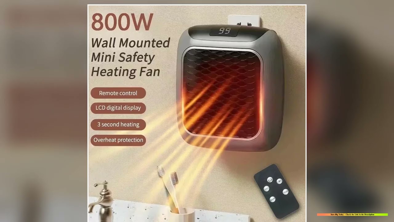 800W Mini Heater for Home Small Bathroom Heating Fans Wall Mounted PTC Ceramic Electric Heater