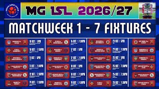 🏆 MG ISL 2026/27 || FULL SCHEDULE || PART - 1 || MATCHWEEK 1 to 7 ALL MATCH FIXTURES 2026 ✅