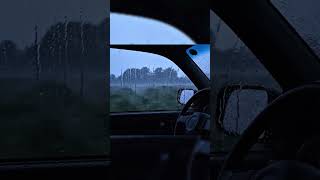 Listen to Heavy Rain on Car Window While Driving Through the Countryside for Sleep