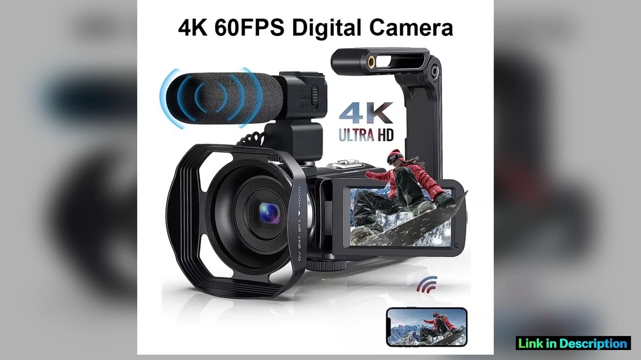 4K Digital Camera 48MP 60FPS Auto Focus 16X Zoom Camcorder New Recording Video Camera Handheld High