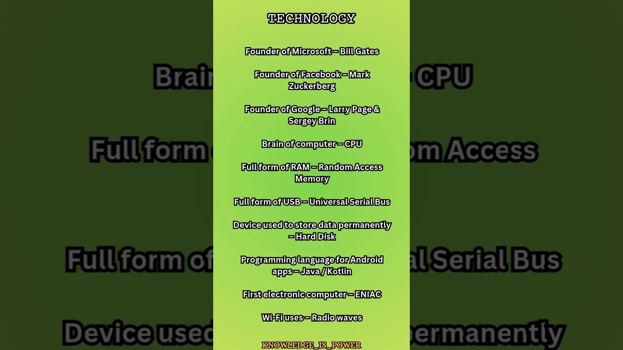 TECHNOLOGY : ONE WORD ANSWER. 