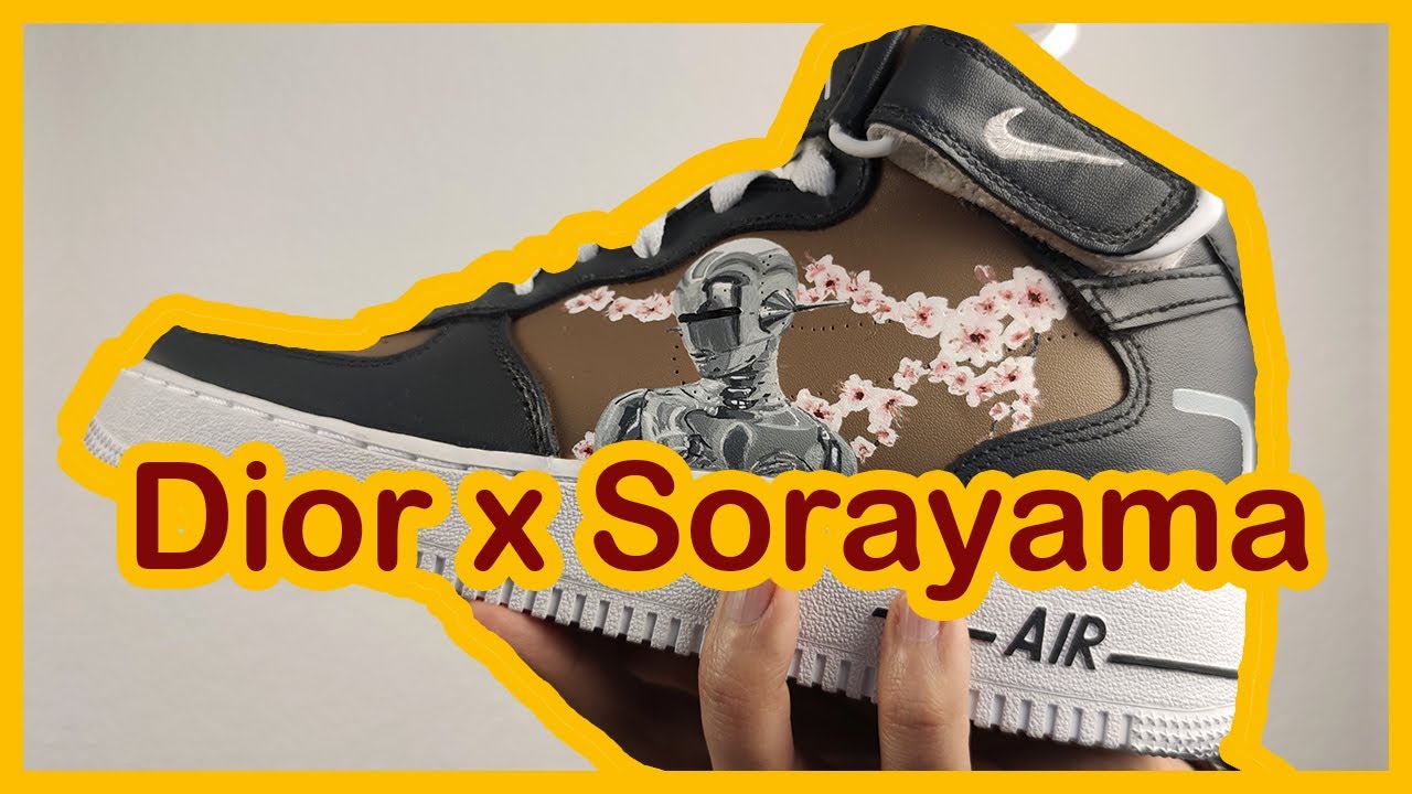 Custom Air Force1 Nike, Dior x Sorayama. Watch me painting these Nike sneakers - tutorial (2021)