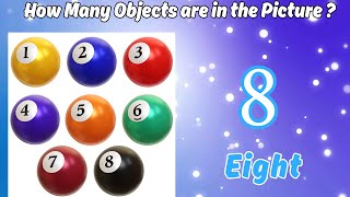 How many objects are in the picture for kids? Quiz for Children - the Numbers