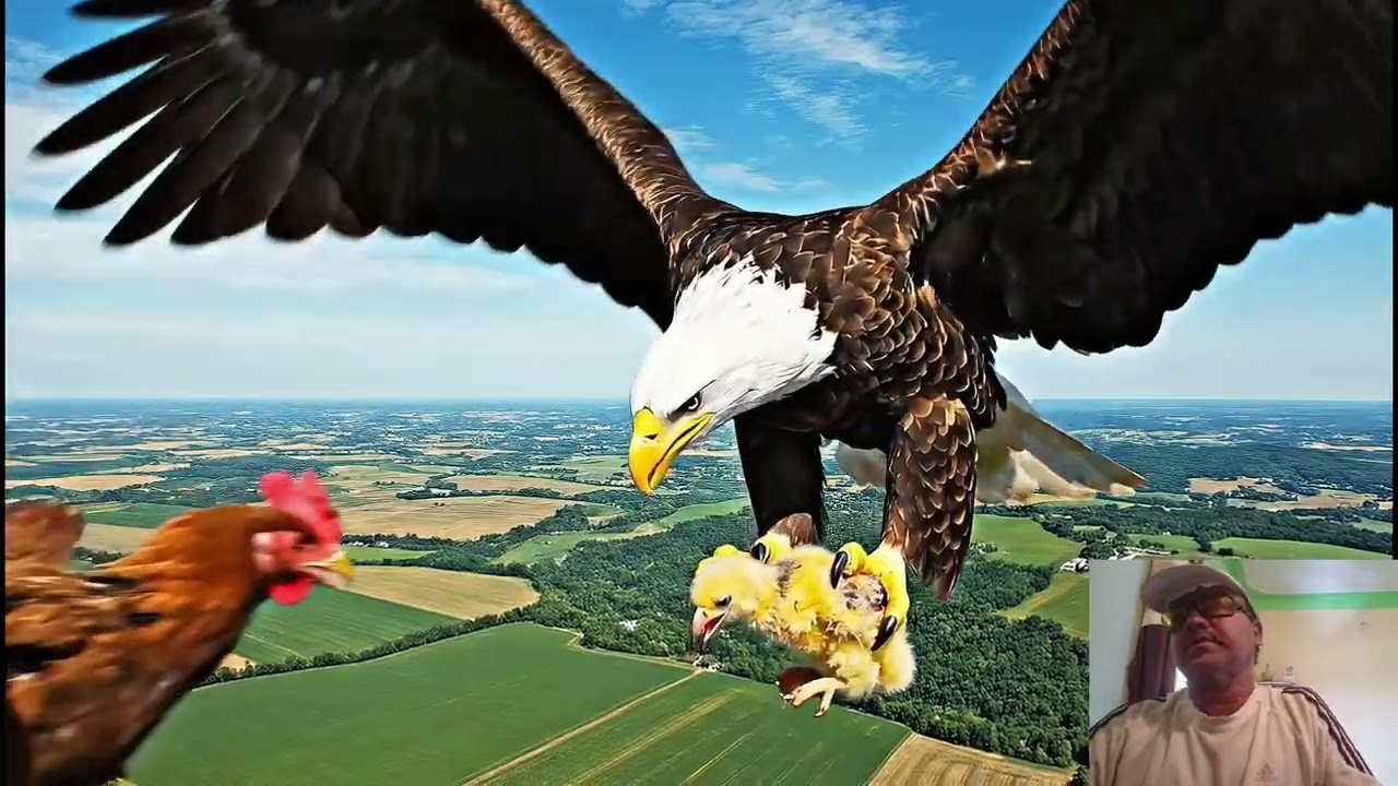 Eagle Attacks Chick & Hero Hen