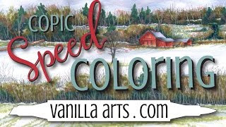 Copic Speed Coloring- Winter Barn by VanillaArts.com