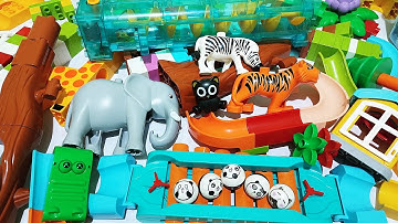 Satisfying Building Blocks Marble Run ASMR Electric Elevator Piano Giraffe Elephant Zebra course