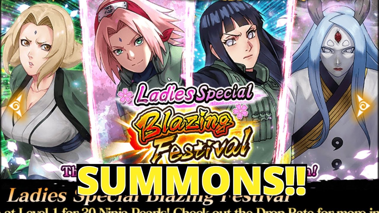 Naruto Blazing Ladies Special Blazing Festival Summons One Full Rotation (INSANE LUCK)!!!!!!