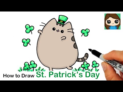 How to Draw Cute Pusheen Cat | St. Patrick's Day