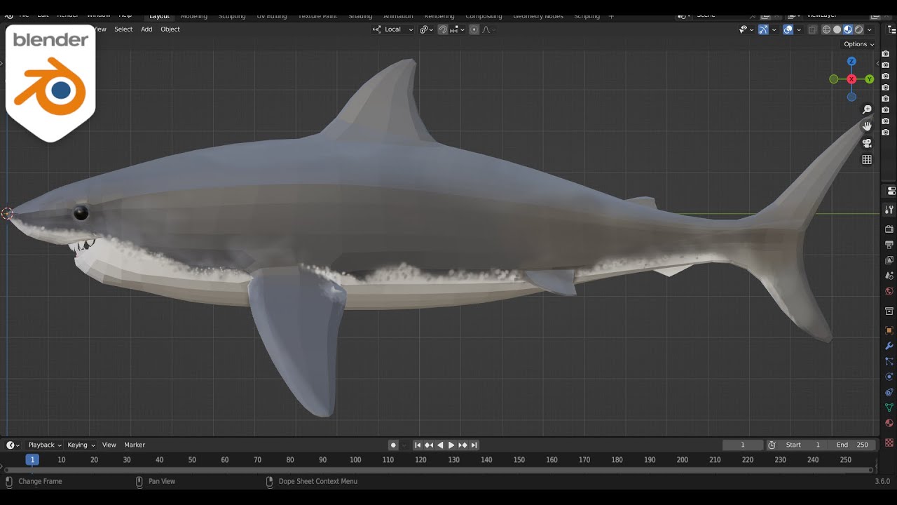 Blender Tutorial for Beginners — Texture Painting Sharks (Part 3) 