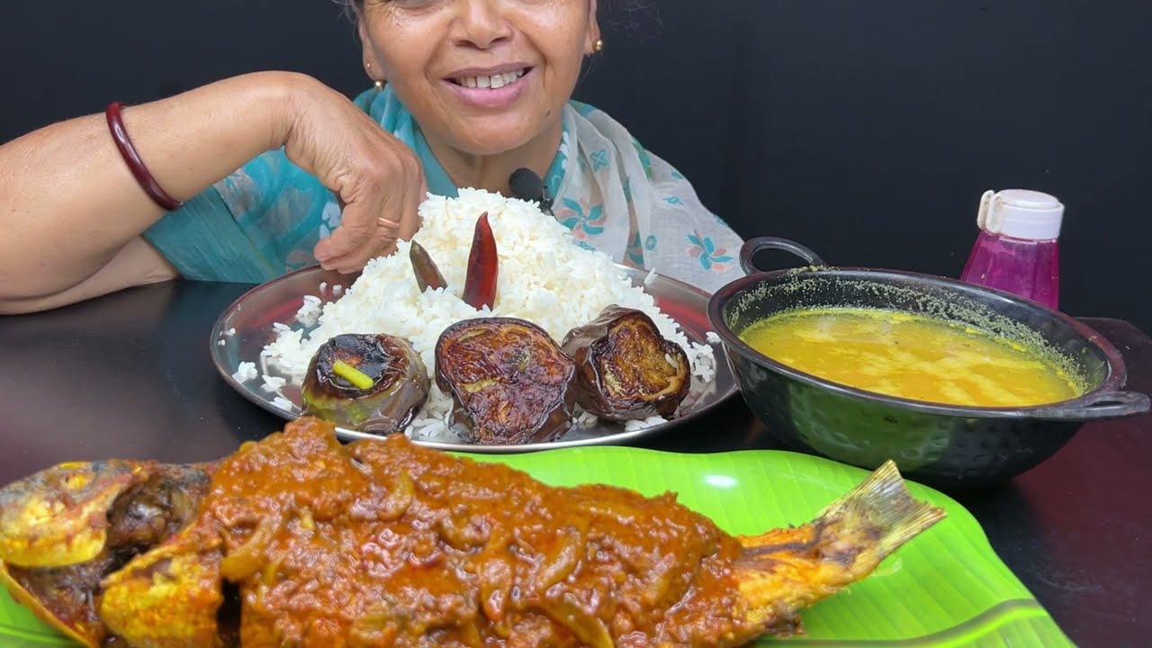 BIGBITES, EATING RICE WITH BIG RUHI FISH KALIA, MASSIVEEATING।।