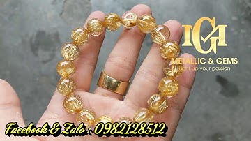 Vòng thạch anh tóc vàng bã mía ánh titan cực mạnh siêu đẹp trong vắt size 10,5 mm