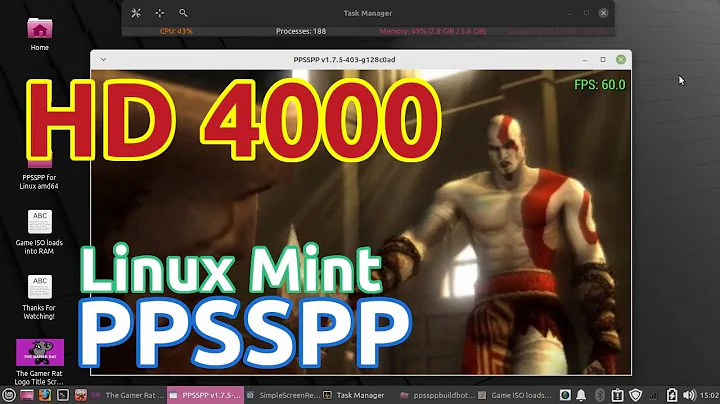 PPSSPP Linux on Intel HD4000 integrated graphics (laptop i3 3rd gen) - God of War Chains of Olympus