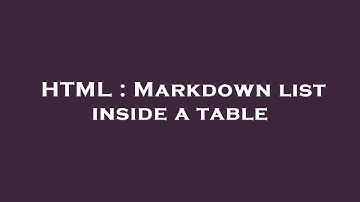 HTML : Markdown list inside a table