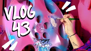 Art Vlog 43 - I Got My First 3 Tattoos & Painting Bats On A Hubcap