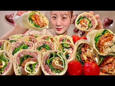 ASMR コストコ ハイローラー メキシカンサラダラップ【日本語字幕】【咀嚼音/ Mukbang/ Eating Sounds】