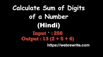 Calculate Sum of Digits of a Number | Java | Hindi