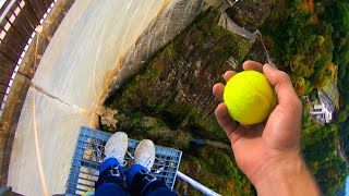 Can We CATCH a Tennis Ball While BUNGEE JUMPING?...