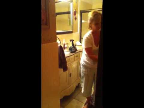 my mom in bathroom