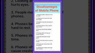 10 Lines Essay On Disadvantages Of Mobile Phone Disadvantages Of Mobile Easy