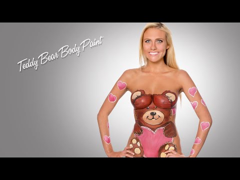 Teddy Bear and Heart Body Paint